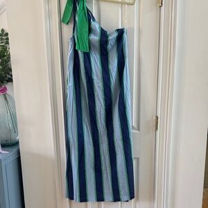 Entro Blue and Green Striped Maxi Dress